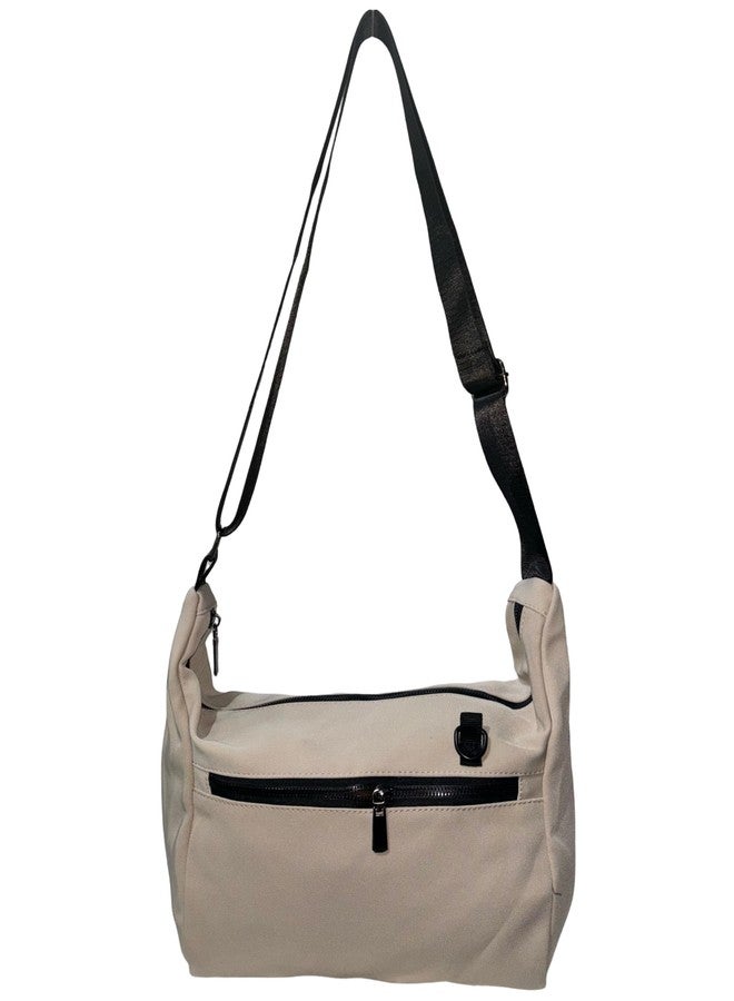 GLOSSY Casual Crossbody Sling Bag, Large Capacity, Multiple Compartments (Cream) - Image 1